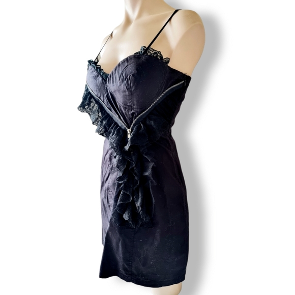 Gothic / grunge vintage 2000's Y2k, black dress with lace trim fits AU 8 10 12 - Picture 3 of 8